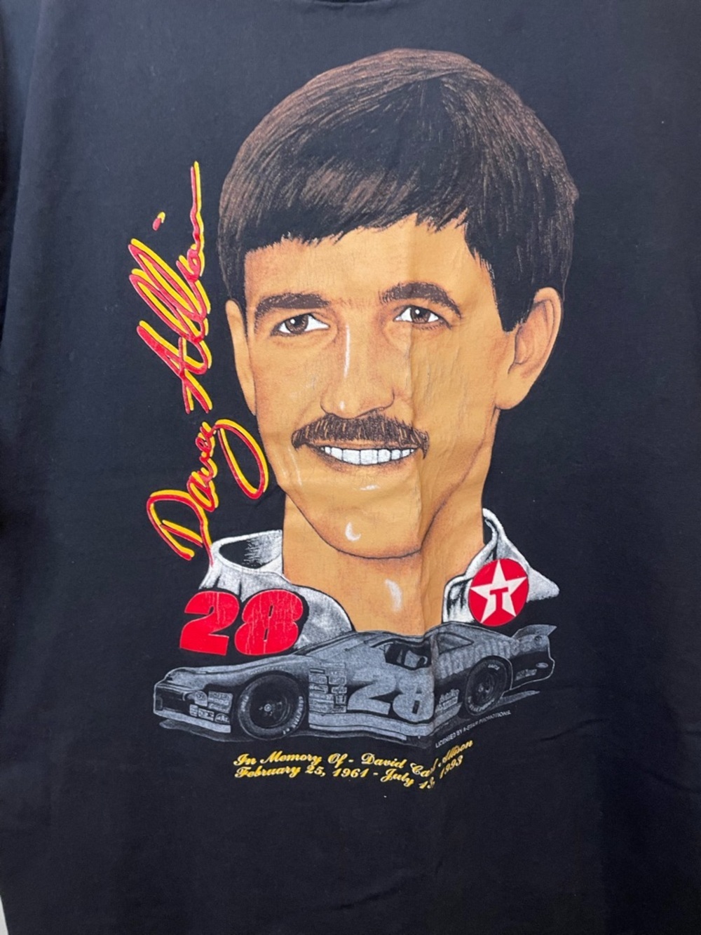 Dave Allison Vintage Single Stitch NASCAR Memorial Tee #28 Size XL - Picture 3 of 11